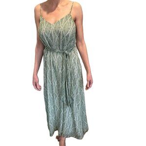 Gianni Bini Flowy Sleeveless Maxi Dress - green and white Size Medium
